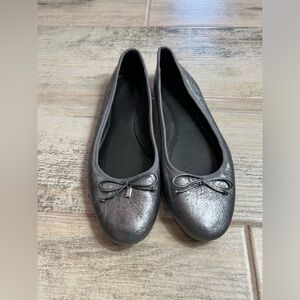 Coach Metallic Silver Flat Iron Ballet Flat Size 9.5